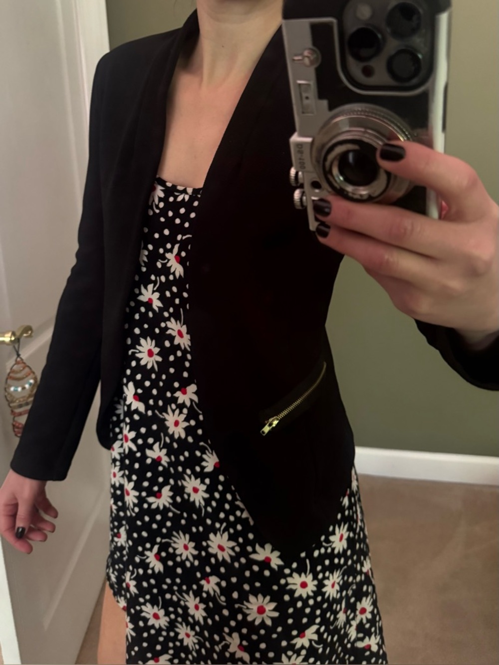 fab'rik Black Open-Front Blazer with Zipper Pockets